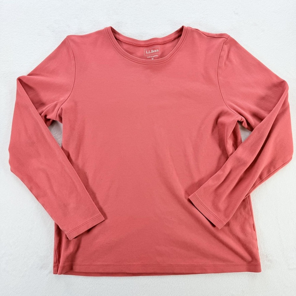 L.L. Bean Shirt Womens Medium Pink Long Sleeve Crewneck Basic Jersey Tee Top